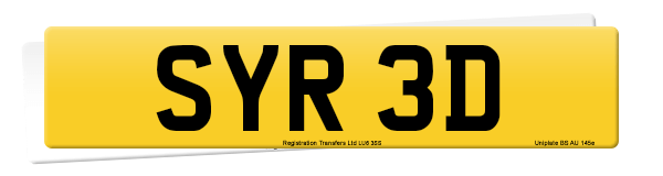 Registration number SYR 3D